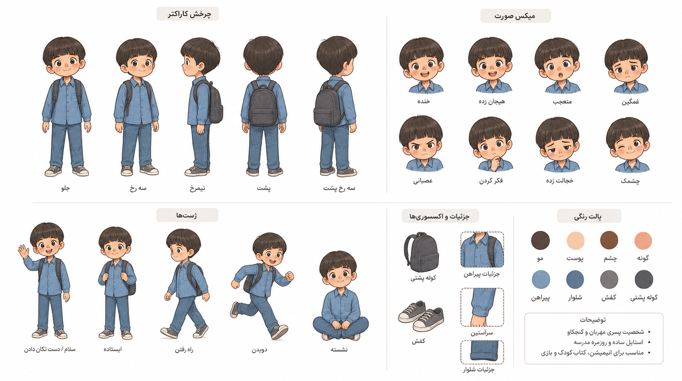 حاضر — شیت کامل طراحی شخصیت